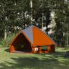 Gray and Orange Teepee Tent 490 x 410 x 210 cm, Waterproof UV-Resistant 185T Polyester, Family Camping Tent with Carry Bag view 1