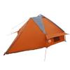 Gray and Orange Teepee Tent 490 x 410 x 210 cm, Waterproof UV-Resistant 185T Polyester, Family Camping Tent with Carry Bag view 4