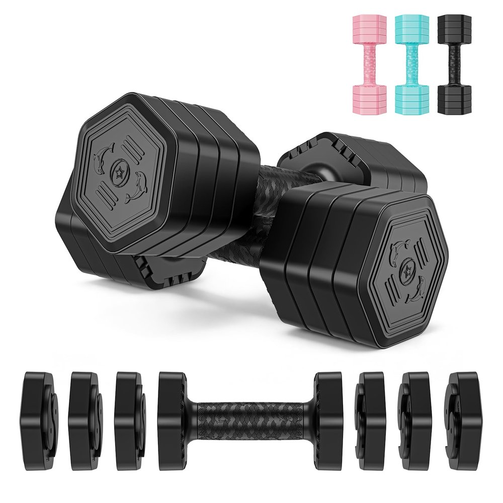 Dripex Adjustable Dumbbell Set, 2.5 kg x 2, 5 kg x 2, or 7.5 kg x 2