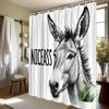 AUWUUA Donkey Shower Curtain, 130 x 140 cm, NICEASS Lettering, Vertical Stripes, with Hooks view 2