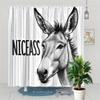 AUWUUA Donkey Shower Curtain, 130 x 140 cm, NICEASS Lettering, Vertical Stripes, with Hooks view 3