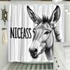 AUWUUA Donkey Shower Curtain, 130 x 140 cm, NICEASS Lettering, Vertical Stripes, with Hooks view 4