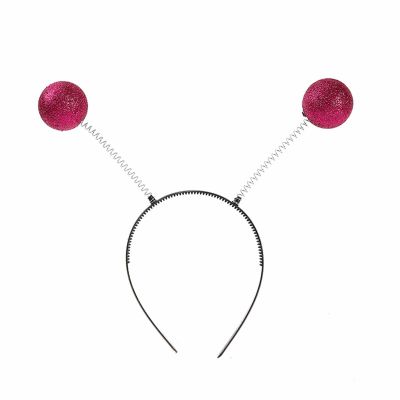 Alien Headband with Two Swinging Balls and Glitter Effect