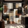 AUWUUA Abstract Geometric Shower Curtain 80 x 160 cm, Brown/Black/Gray view 2