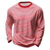 Jinitaimei Children's Red and White Striped Long-Sleeve Shirt, Crew Neck Carnival Sailor Costume Top view 4