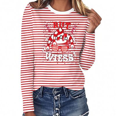 Women's Red and White Striped Carnival T-Shirt