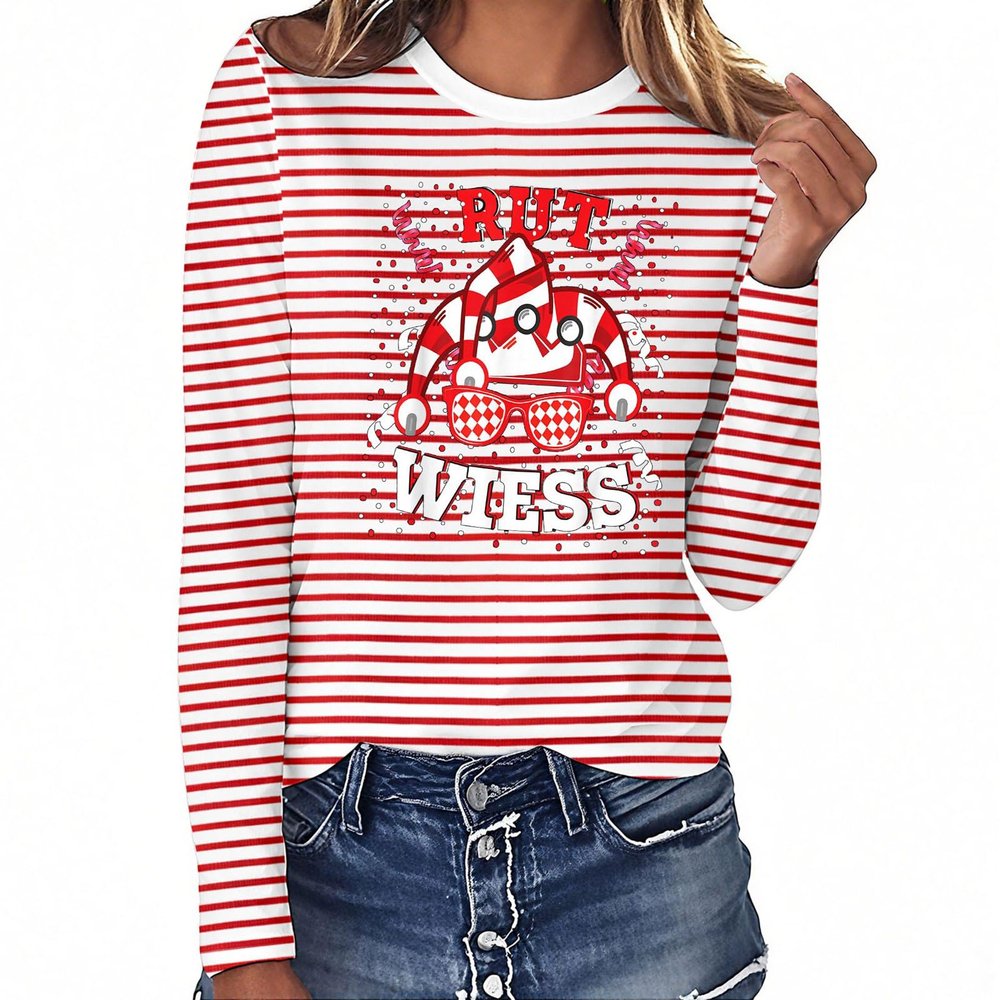 Women's Red and White Striped Carnival T-Shirt
