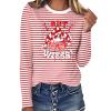 Women's Red and White Striped Carnival T-Shirt view 1