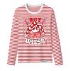 Women's Red and White Striped Carnival T-Shirt view 2