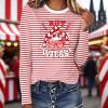 Women's Red and White Striped Carnival T-Shirt view 3