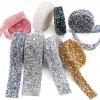 Rhinestone Diamond Satin Ribbon Crystal Roll, Silver Black, 15 mm × 1 Yard view 2
