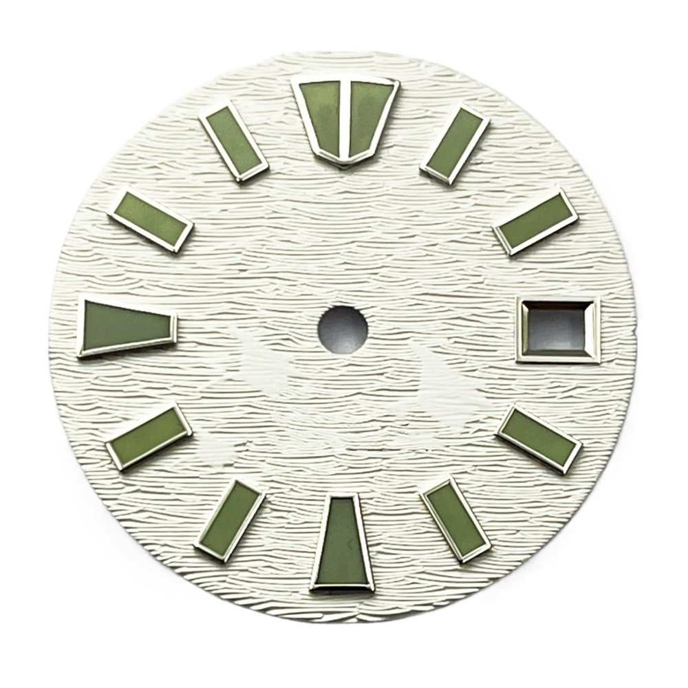 Saharuse 29mm Sterile Watch Dial, Green Luminous, for NH35 3/3.8 Crown Automatic Movement (White 2)
