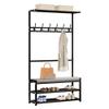 GHFXSCV Industrial Hall Tree with Removable Hooks, 2-Tier Shoe Rack and Bench view 2