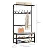GHFXSCV Industrial Hall Tree with Removable Hooks, 2-Tier Shoe Rack and Bench view 3