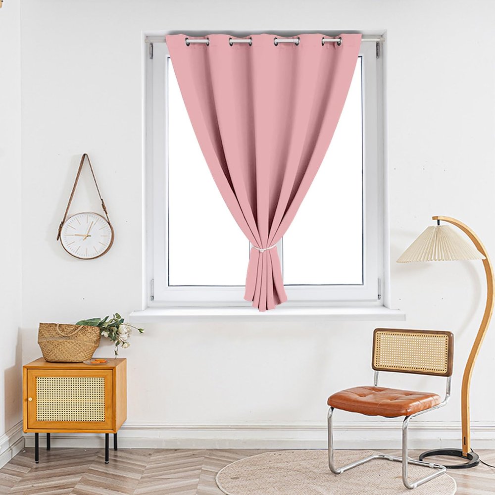 LONGCAO Blackout Curtain with Grommets, 120 x 200 cm, Thermal Curtain, Pink