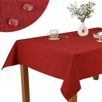 invitta Tablecloth 140 x 400 cm, Burgundy Red, Cotton-Polyester Blend, 230 g/m², Linen Look, Stain-Resistant Lotus Effect, O1-P130