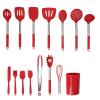 15-Piece Silicone Kitchen Utensil Set with Stainless Steel Handles, Red view 1