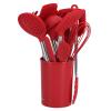 15-Piece Silicone Kitchen Utensil Set with Stainless Steel Handles, Red view 3