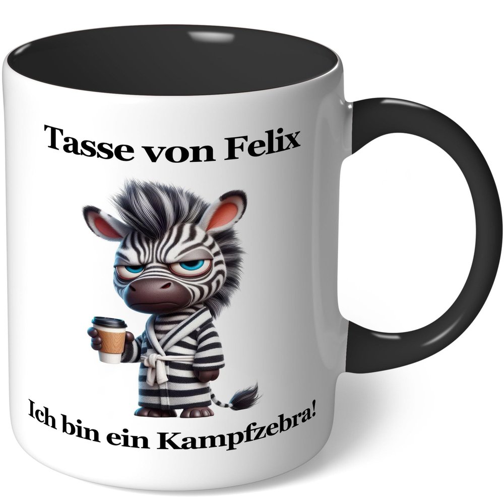 Personalized Name Mug with Grumpy Zebra and Funny Saying - Coffee Mug with Custom Name and Text, Office Mug, Personalized Gift, White and Black with Image 74