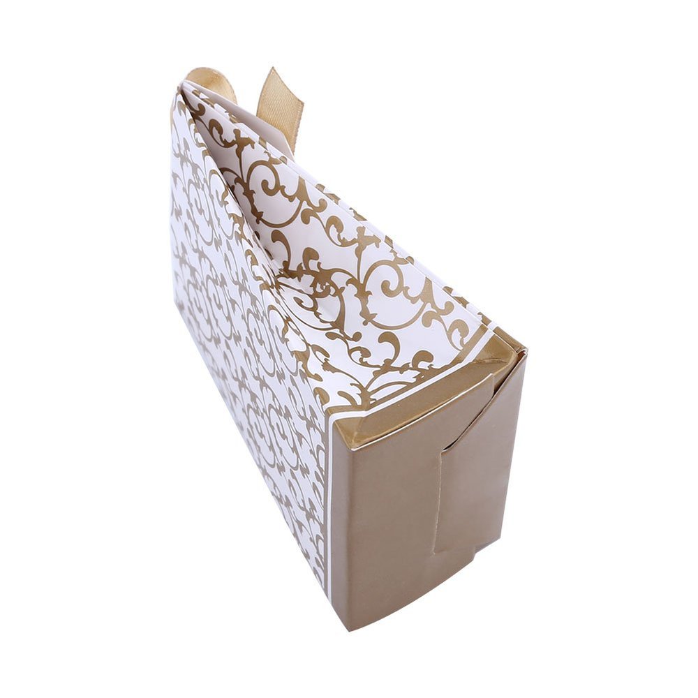 RASTKY 10PCS Wedding Favor Bags Gold Paper with Ribbon Design