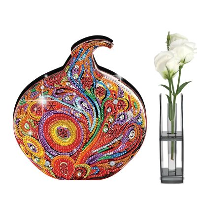 Demiawaking 5D Diamond Painting Vase Table Decor DIY Craft Kit for Adults (H)
