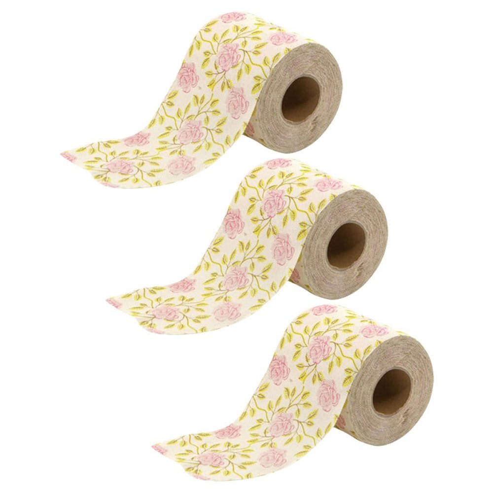 Mikikit 3 Rolls Decorative Bamboo Toilet Paper with Floral Pattern for Bathrooms and Celebrations, Printed and Durable