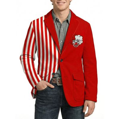 Men's Carnival Corduroy Blazer with Colorful City and Clown Print