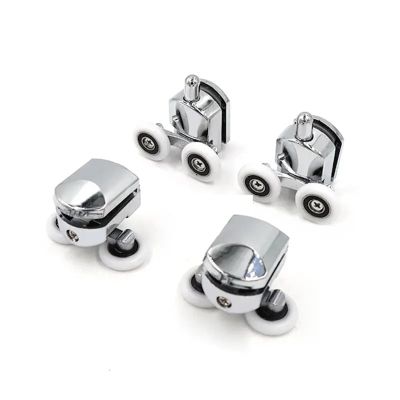 Sliding Shower Door Rollers, 2327 mm, Zinc Alloy, Double-Wheel Bearings, 4-Piece Replacement Set (4 Upper, 25 mm)