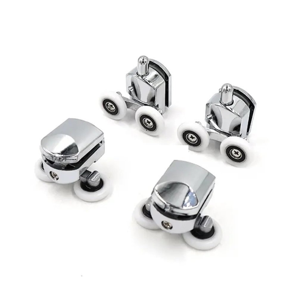 Sliding Shower Door Rollers, 2327 mm, Zinc Alloy, Double-Wheel Bearings, 4-Piece Replacement Set (4 Upper, 25 mm)