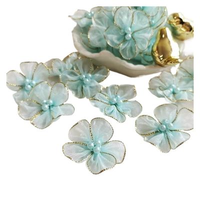 Embroidered Applique Trim, 10-Piece Flower Beaded Embroidery Patches, Multicolor, 4 cm, for Dresses, Bags and Headwear (Blue)