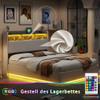 Hoscullo Upholstered Platform Bed 140 x 200 cm with Storage, LED and USB view 3