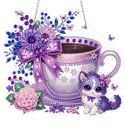 MAXBYE Diamond Painting Pendant Purple Coffee Cup