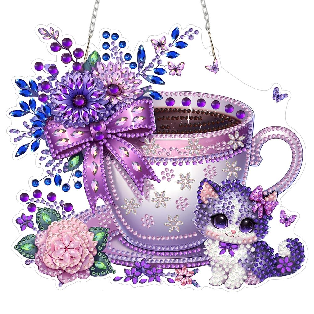 MAXBYE Diamond Painting Pendant Purple Coffee Cup