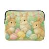 Quilted Laptop Sleeve with Cute Rabbits and Pastel Easter Eggs, Size M view 1