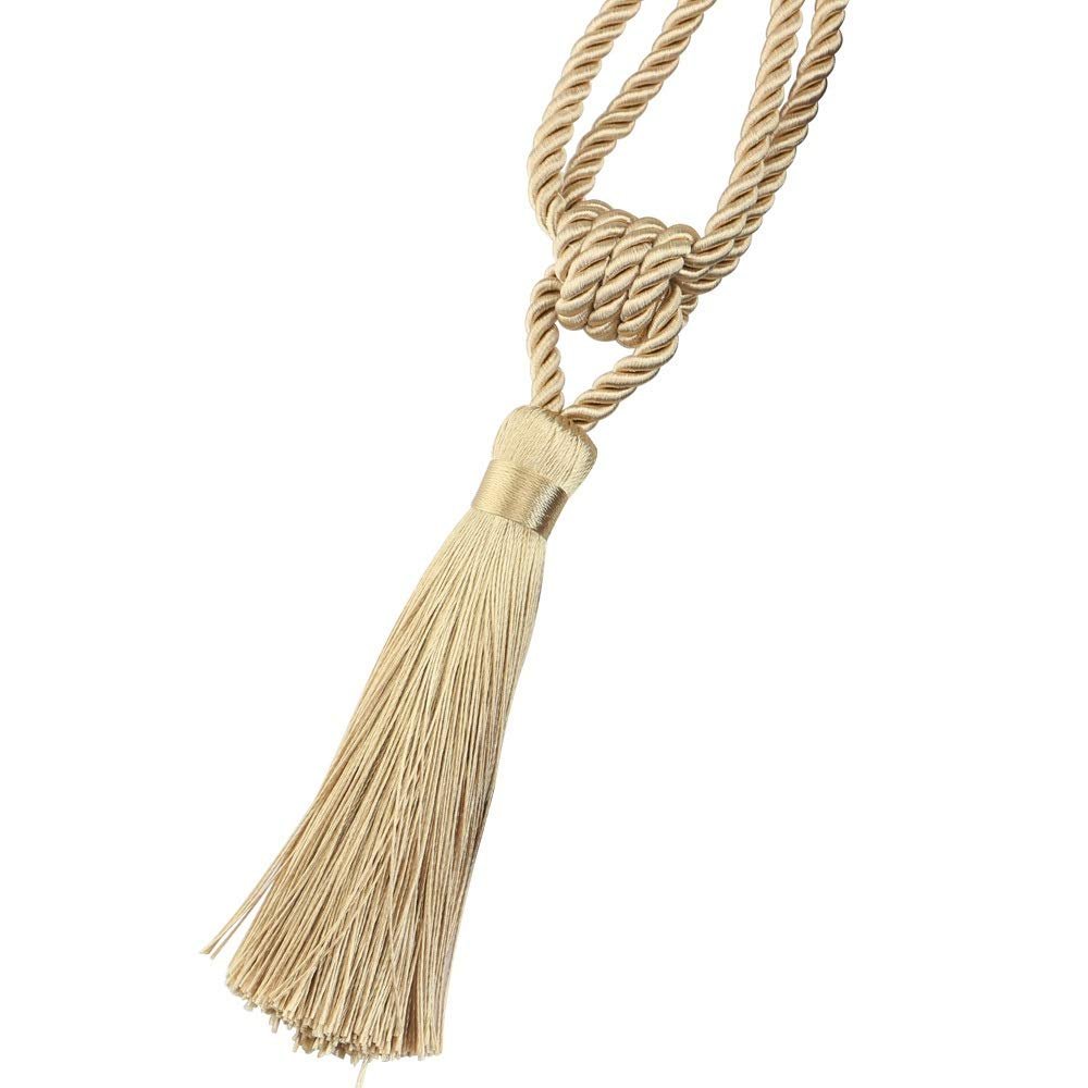 NIUSABOU Curtain Holdbacks, Handmade Tassel Tiebacks with Gold Buckle, Multicolor, 1 or 2 Pieces (Gold, 1 pc)