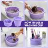 Silicone Brush Holder, Collapsible Makeup Brush Cleaner, Purple view 3