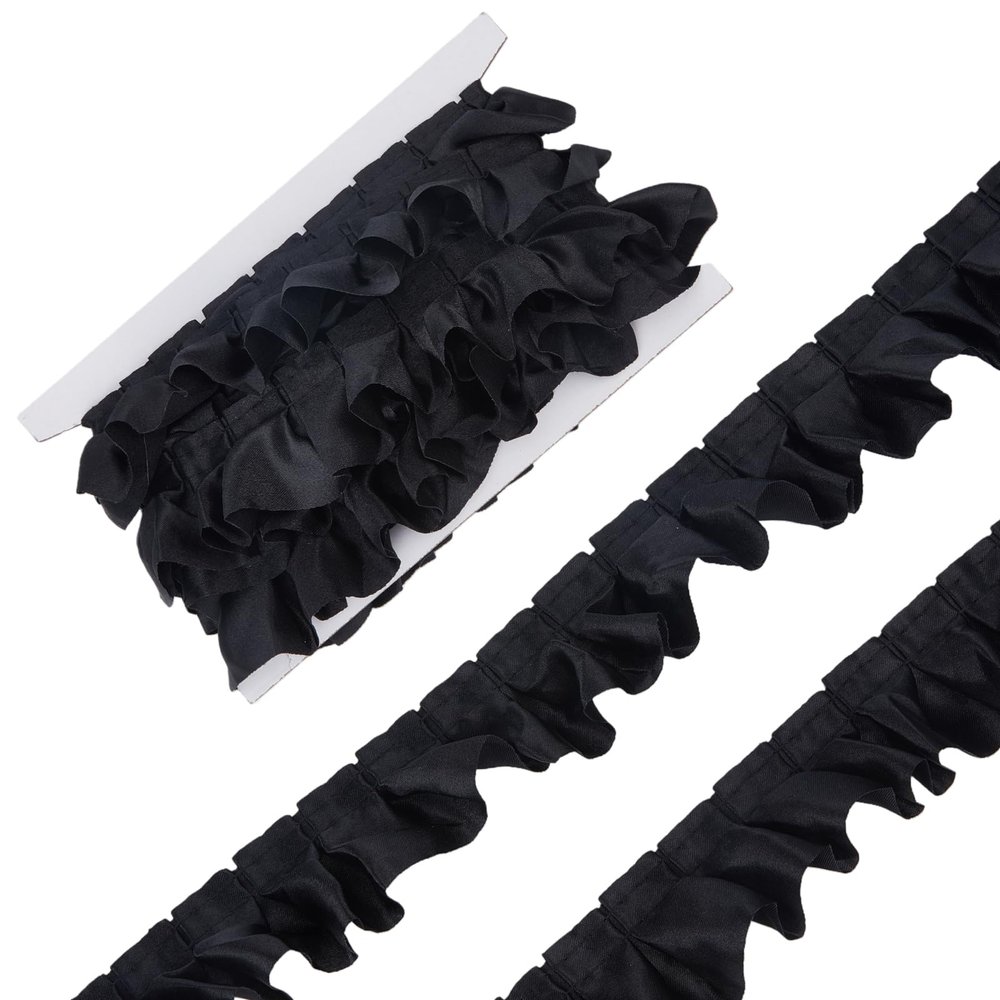 letsinstyle 5 Yards Black Ruffled Pleated Lace