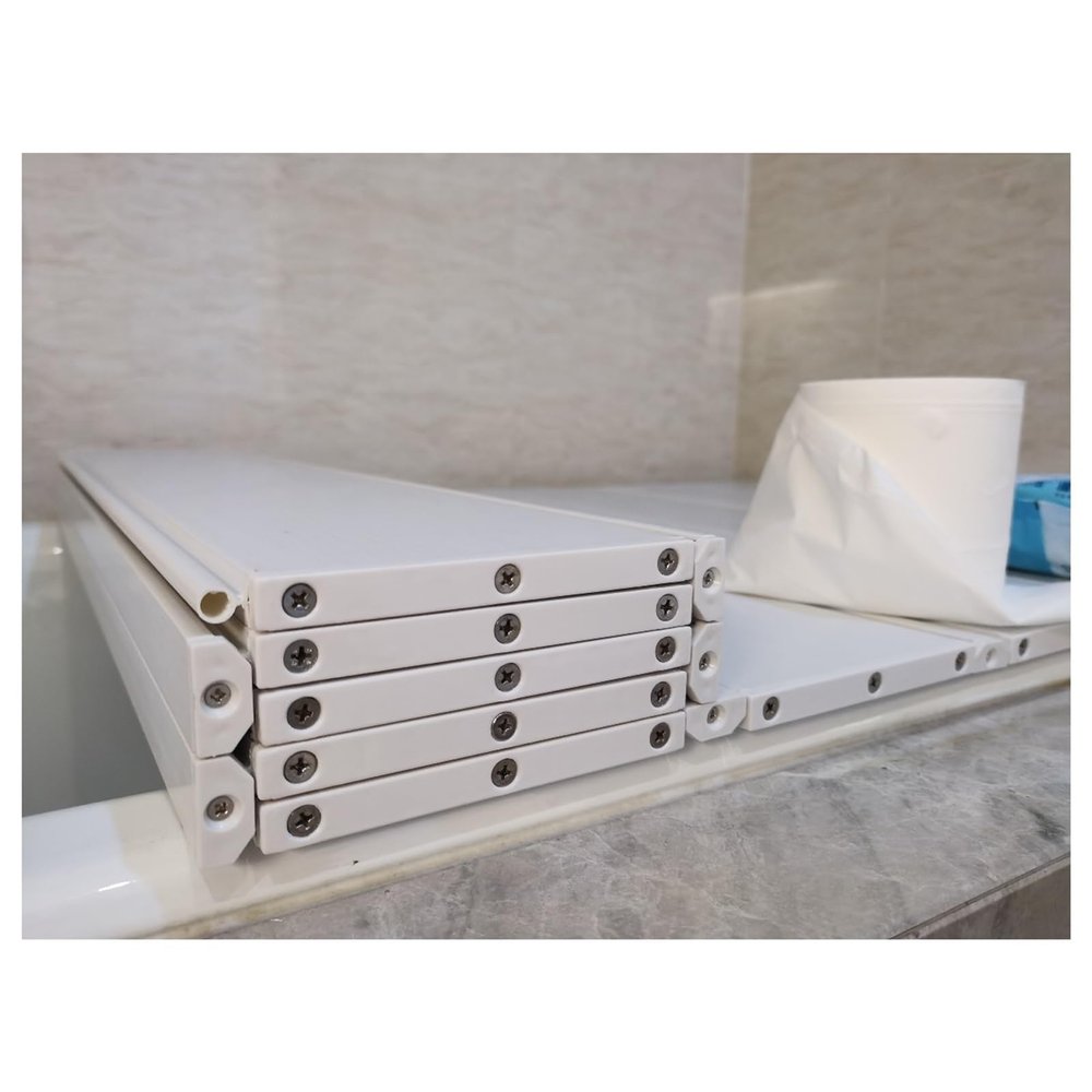 Folding PVC Bathtub Cover with Tray and Shower Shelf