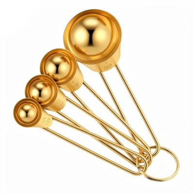 4-Piece Gold Stainless Steel Measuring Spoon Set