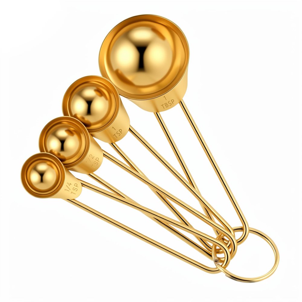 4-Piece Gold Stainless Steel Measuring Spoon Set
