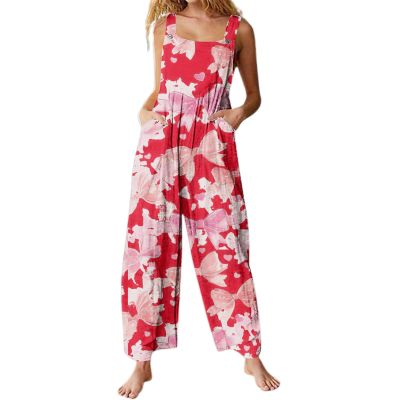 QinMMSPORTS Women's Floral Print Bib Overall Carnival Costume