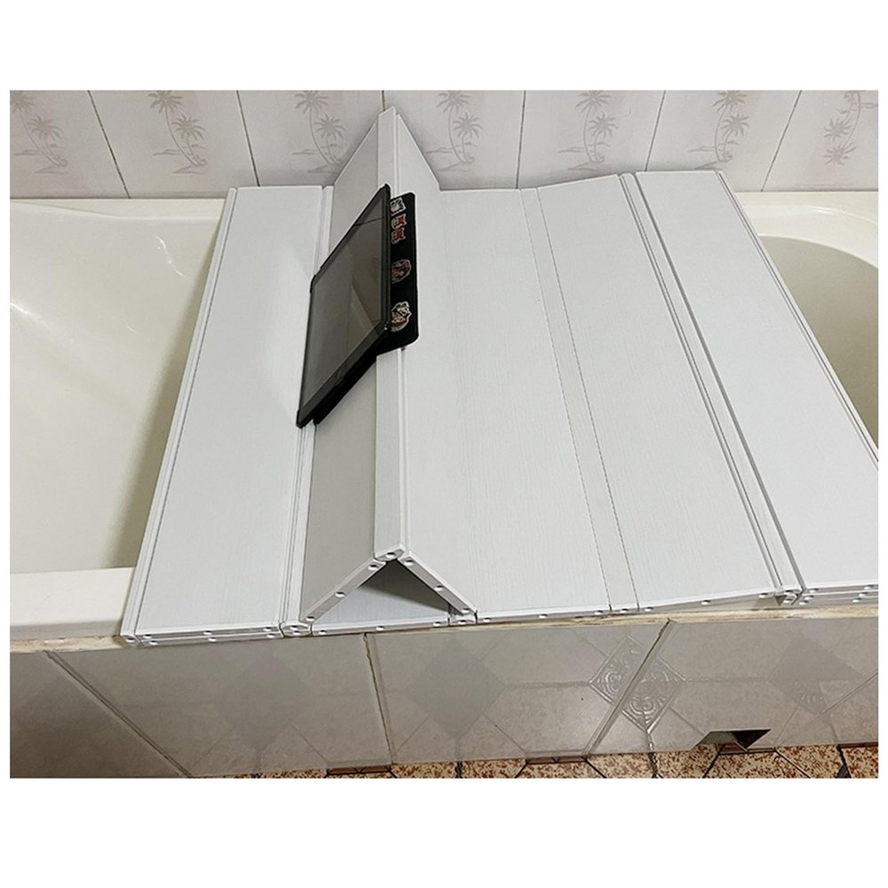 Foldable Bathtub Cover, 1.2 cm Thick PVC, Dustproof Insulating Lid for Standard Bathtubs, 75 x 165 x 1.2 cm