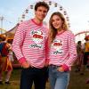 Men's Red and White Striped Long-Sleeve Crew-Neck Shirt view 2