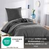 wometo 2-Set Stone-Washed Cotton Bedding, 135 x 200 cm, Dark Gray view 3