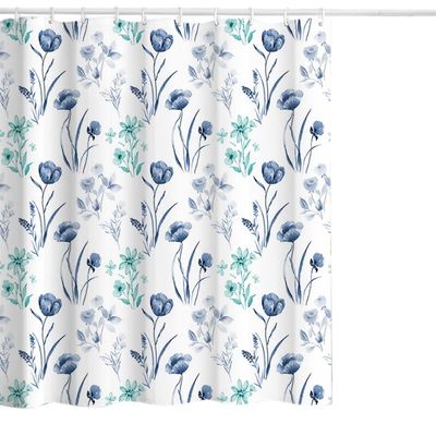 JGGXHM Vintage Floral Shower Curtain with 12 Hooks, 160 x 180 cm