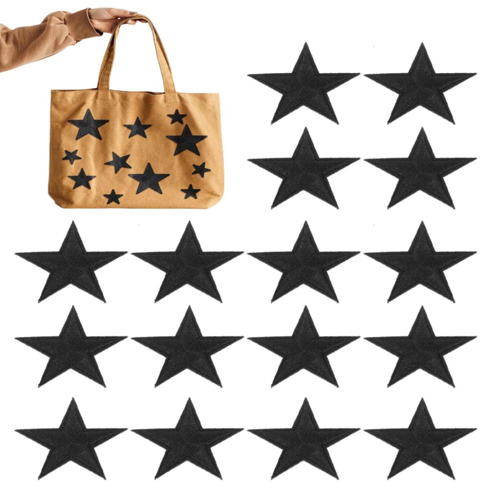 HZAOPZE 20 Pack Star Iron-On Patches, Black
