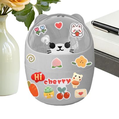 Desktop Trash Can, Cute Recycling Container with Lid