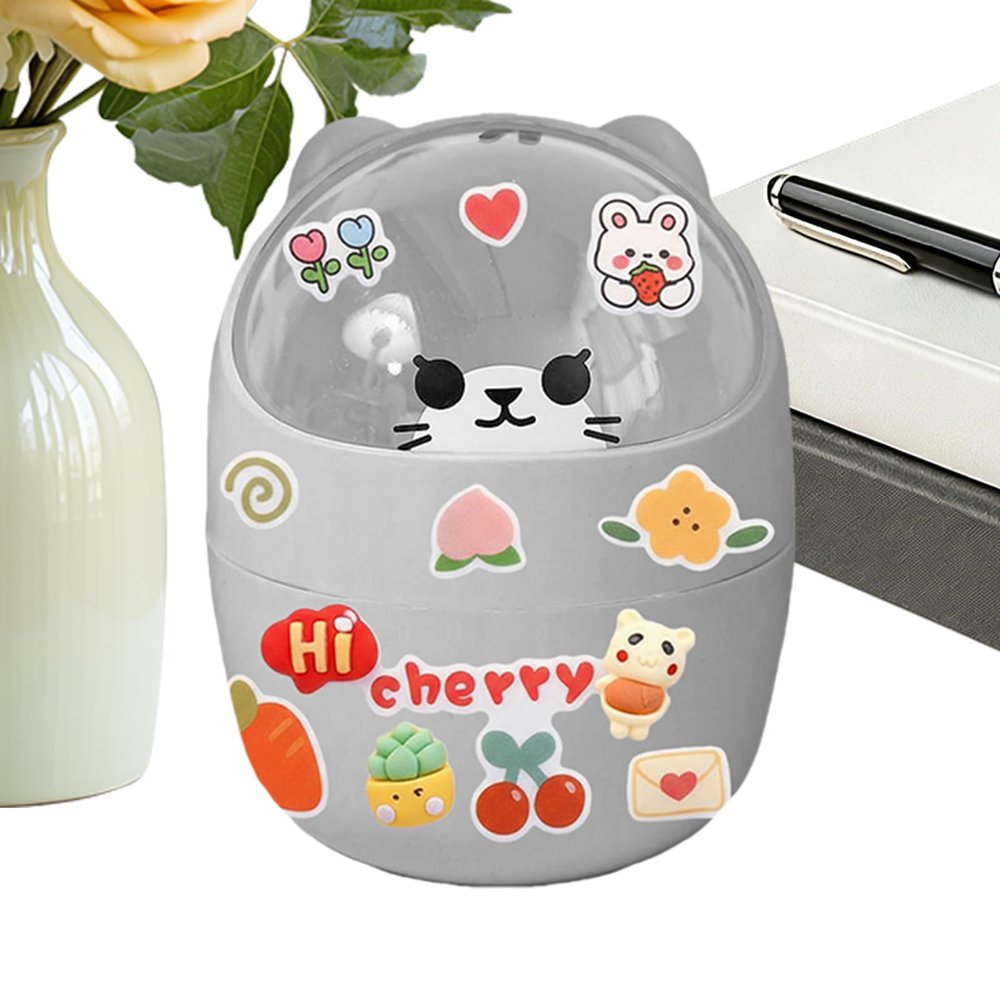 Desktop Trash Can, Cute Recycling Container with Lid
