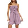 Women's Bandeau Romper, Sleeveless Ruched High-Waisted Casual Playsuit view 1