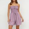 Women's Bandeau Romper, Sleeveless Ruched High-Waisted Casual Playsuit view 3